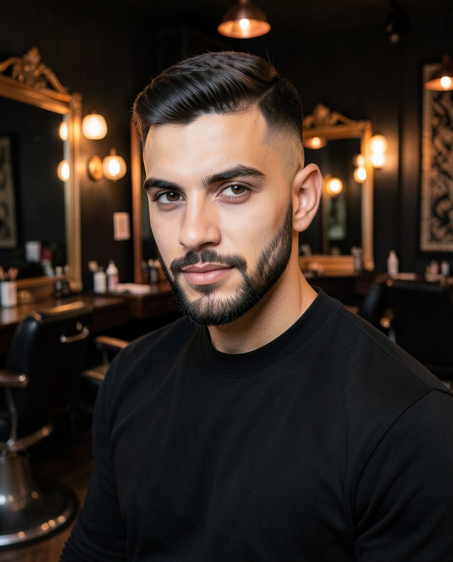 Estilo masculino terminado en la barbería